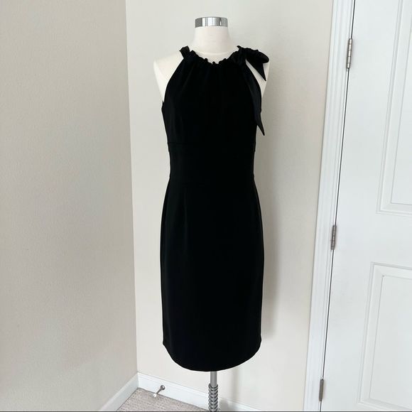 Ann Taylor Dresses & Skirts - Ann Taylor Black Sheath Dress with Bow Slimming 6